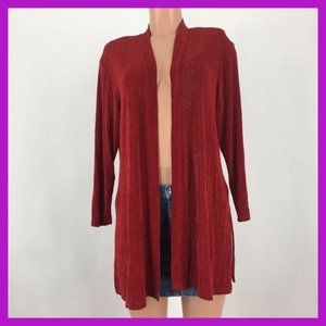 LOTOX Women's Open Front Top Size S Red Sparkly Lo